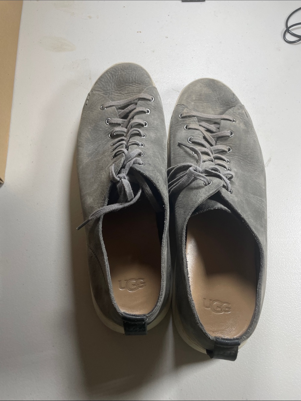 UGG Men's Grey Suede Low-Top Lace Sneakers